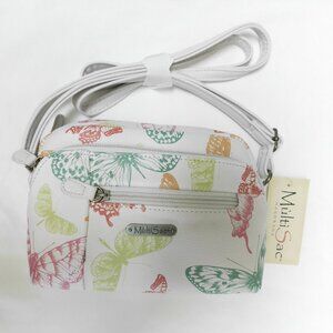 MULTI SAC Dynamic Small Crossbody Bag White with Butterflies NEW